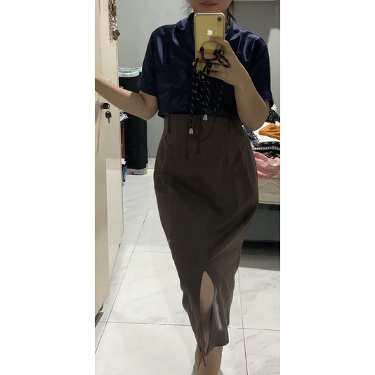 preloved Rok midi Korean style coklat