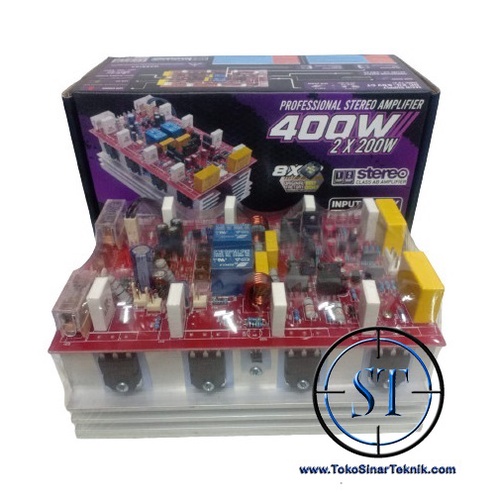 Kit Power Amplifier Stereo AMPSTER SC2 400W ( 2x200W ) High Class AB 8X 2 Channel Left And Right Heavy Duty