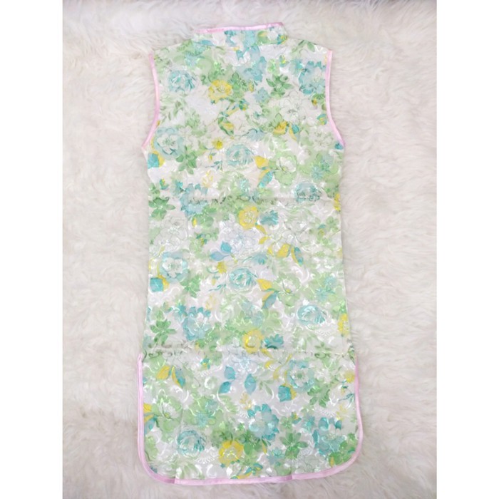 Cheongsam Bunga Hijau anak cewek / Long Dress anak cewek Baju pesta anak perempuan / Baju imlek anak