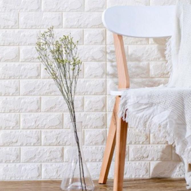 ⭐[✨SALE✨]NDP Wallpaper Dinding 3D 7mm 10 mm batu bata putih/ wallpaper anti air 3D Foam 77x70cm wall