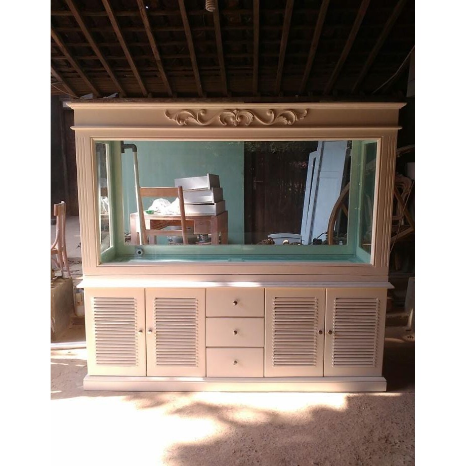 Aquarium meja aquarium kaca minimalis kayu jati furniture jepara