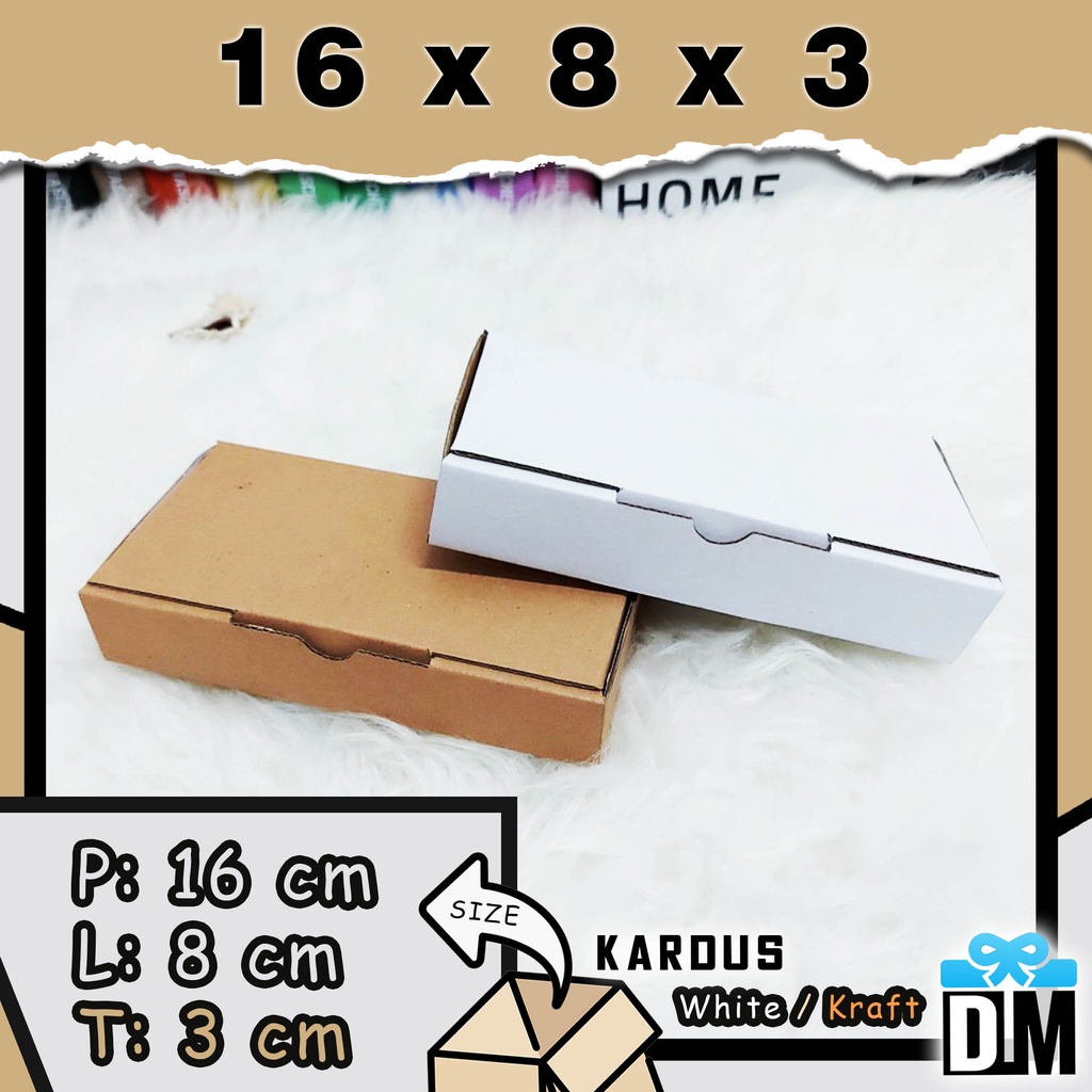 Kardus 16 x 8 x 3 cm Dus Box 16x8x3 cm Kotak Packing 160 x 80 x 30 mm Putih Coklat White Kraft Spidol Sabun Sikat dll