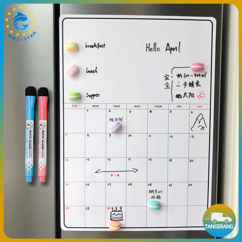 【A3】Papan Magnet Kulkas/Papan Jadwal Magnet/Papan Tulis Presentasi Magnet Lembut/Meal Planner Magnetic Papan