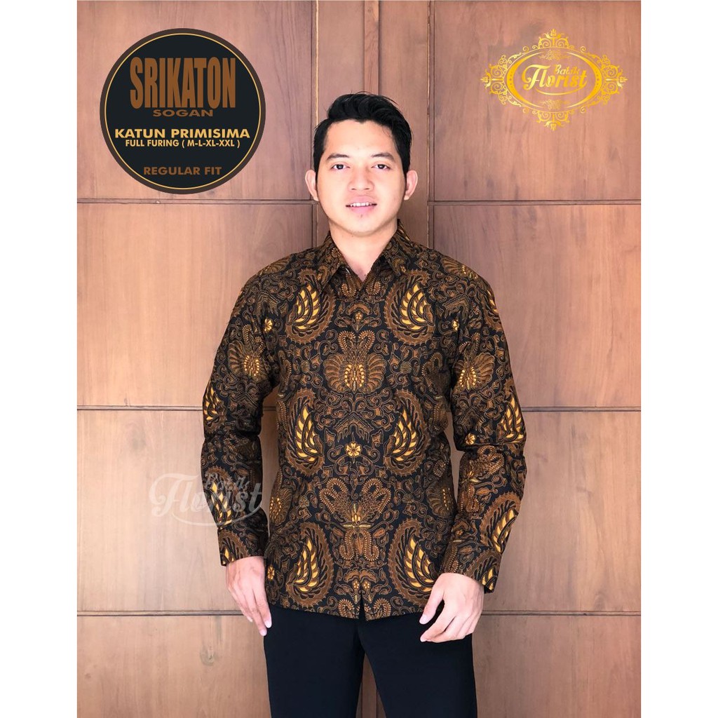 SRIKATON SOGAN Kemeja Batik Pria Full Furing Katun Primisima