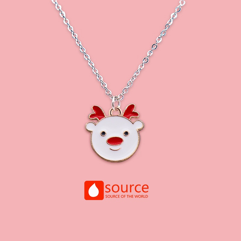 Kalung Rantai Liontin Kartun Natal Bahan Stainless Steel Alloy Untuk Anak