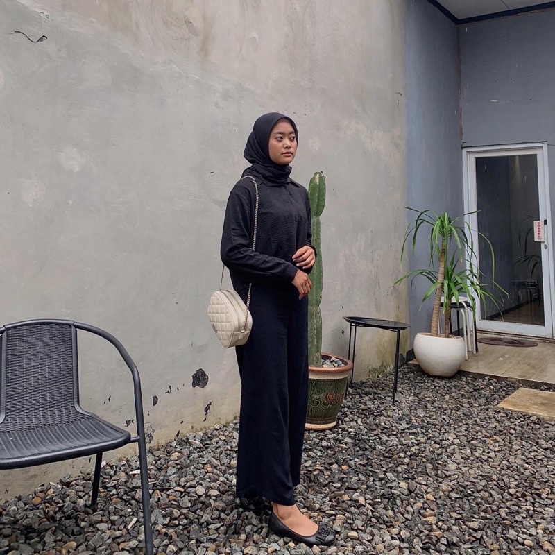 cammicia crinkle crop/kemeja crop/kemeja crinkle