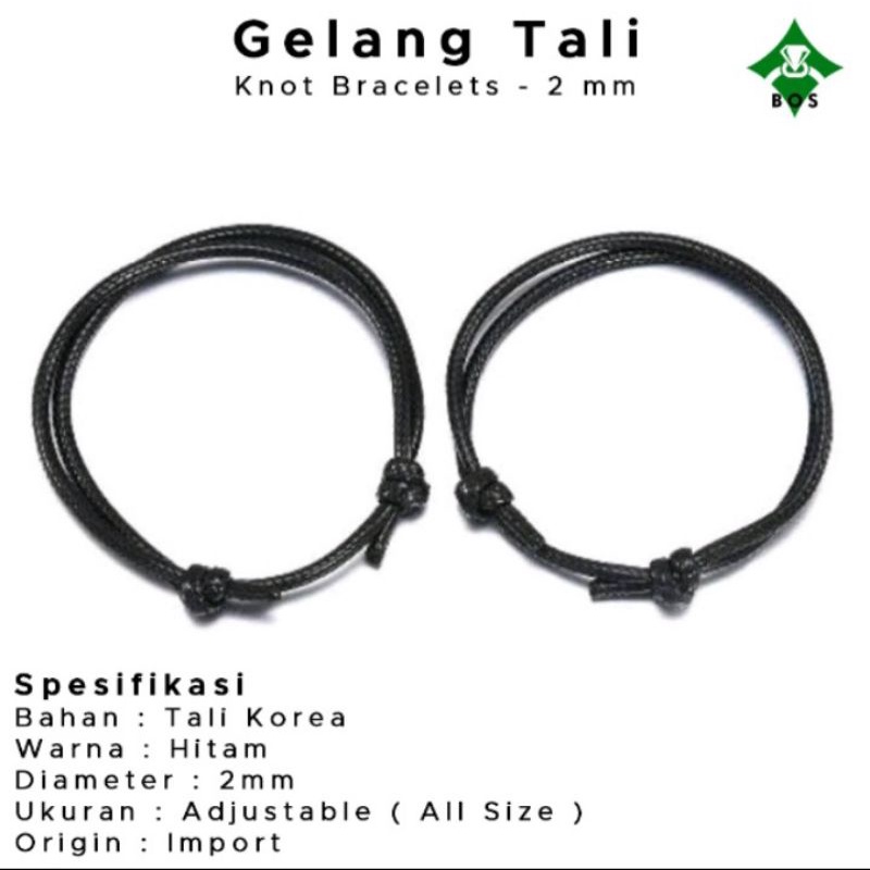 Gelang tali korea hitam polos