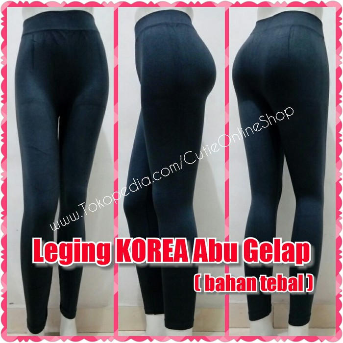 Terlaris Celana Leging KOREA Abu Gelap    Polos Tebal Diskon