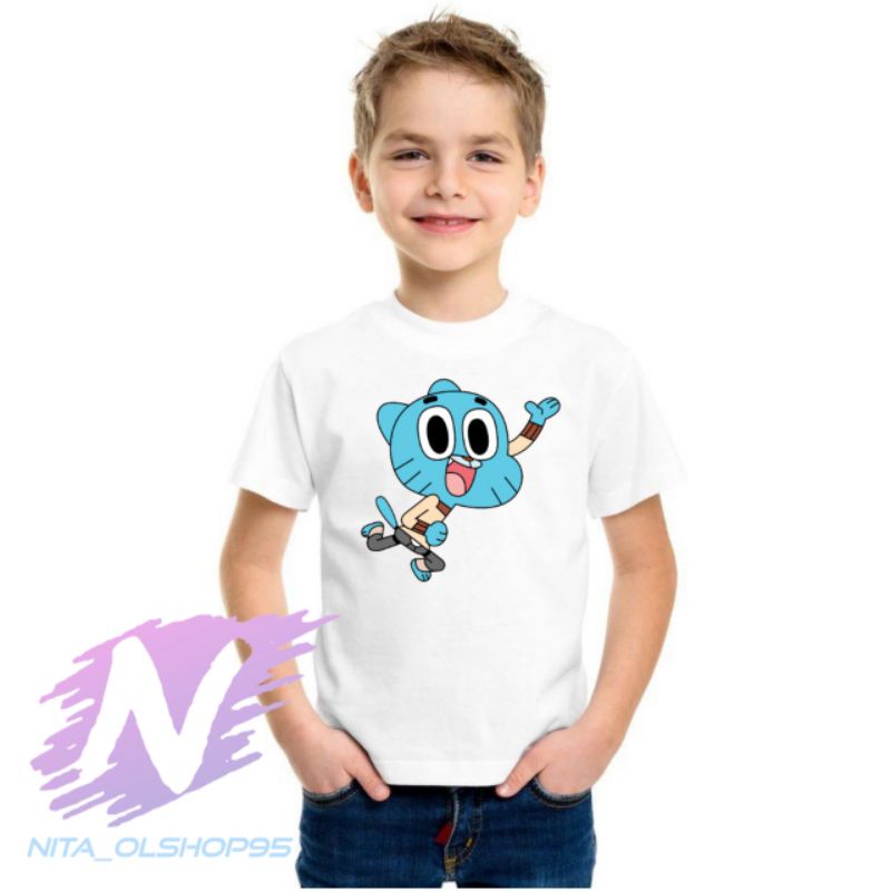 baju kaos anak karakter gumbal the amazing world of gumball