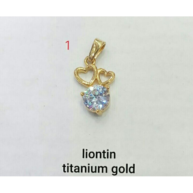 LIONTIN TITANIUM WARNA EMAS MOTIF LOVE