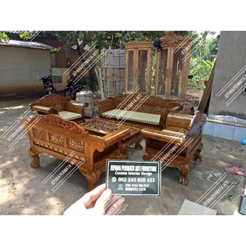 Promo murah   Kursi tamu jati ukiran madura kuku macan furniture jepara