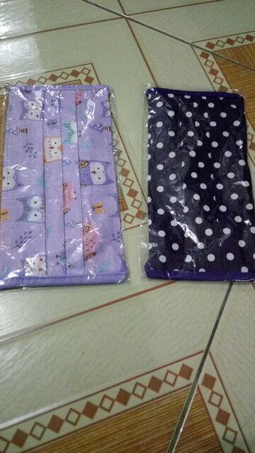 Masker Kain Polkadot Lusinan - Tali Sambung Free Plastik Opp