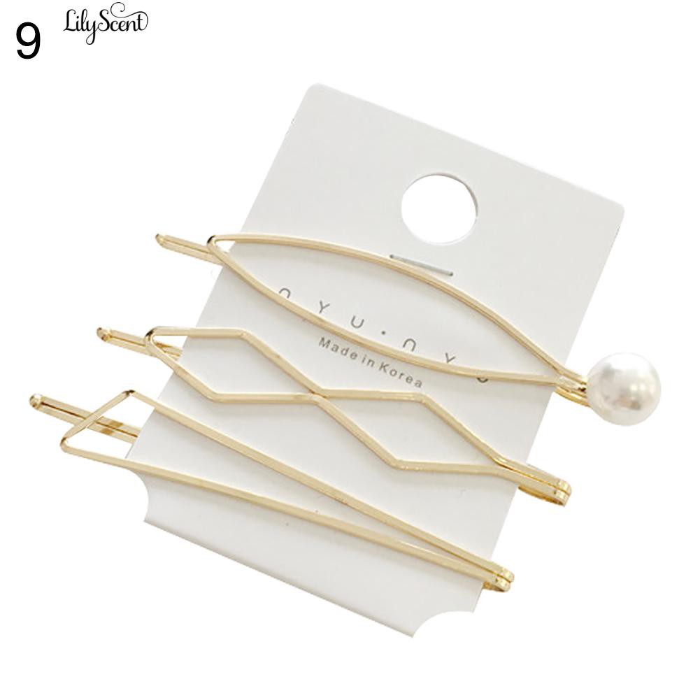 lilyscent 4Pcs/Set Sweet Pearl Metal Barrette Side Hairpin Hair Clip