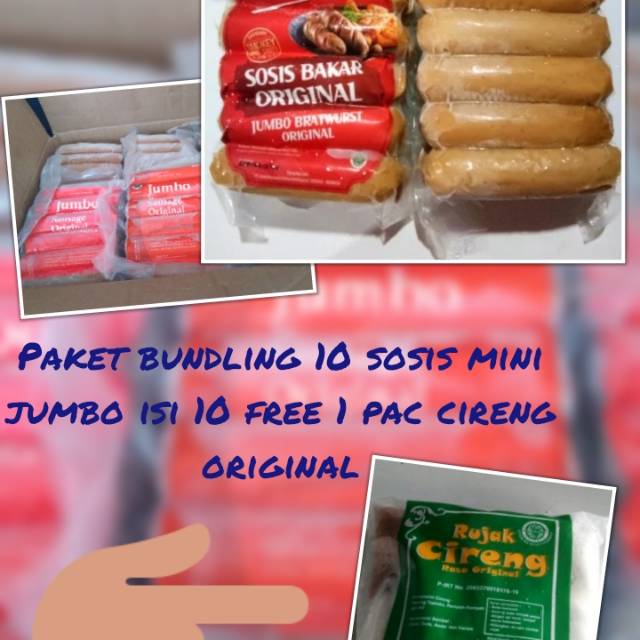 

Paket Bundling 10 sosis mini jumbo free 1 cireng