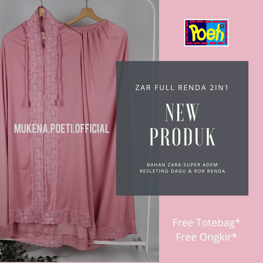 Mukena Zara Full Renda 2in1 Premium Poeti polos Dewasa jumbo mukenah travelling harga grosir murah