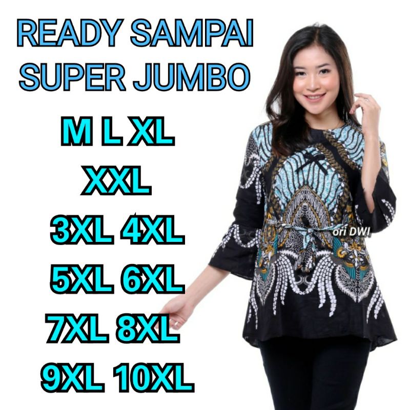 Atasan batik wanita, blouse blus batik motif madu, katun HRB kenongo, standart jumbo super jumbo