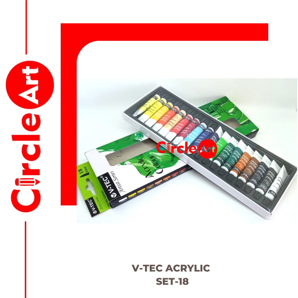 

V-Tec Acrylic Colours Set 18 6ml / Cat Akrilik / V-tec Akrilik Set / Paket Cat Akrilik