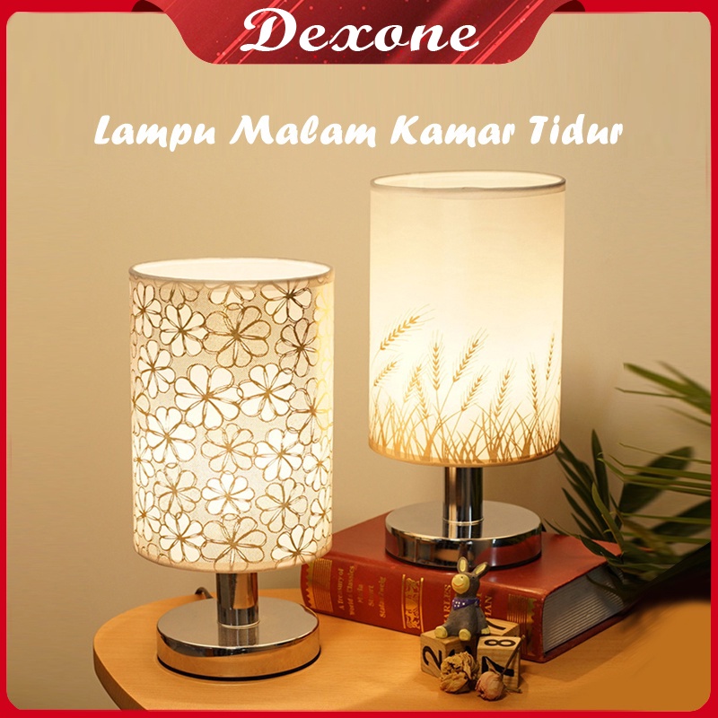 Lampu Malam Model Simple Gaya Eropa Kreatif untuk Dekorasi Kamar Lampu Meja/Tidur Kain ringan hangat + alas besi COD DEXONE