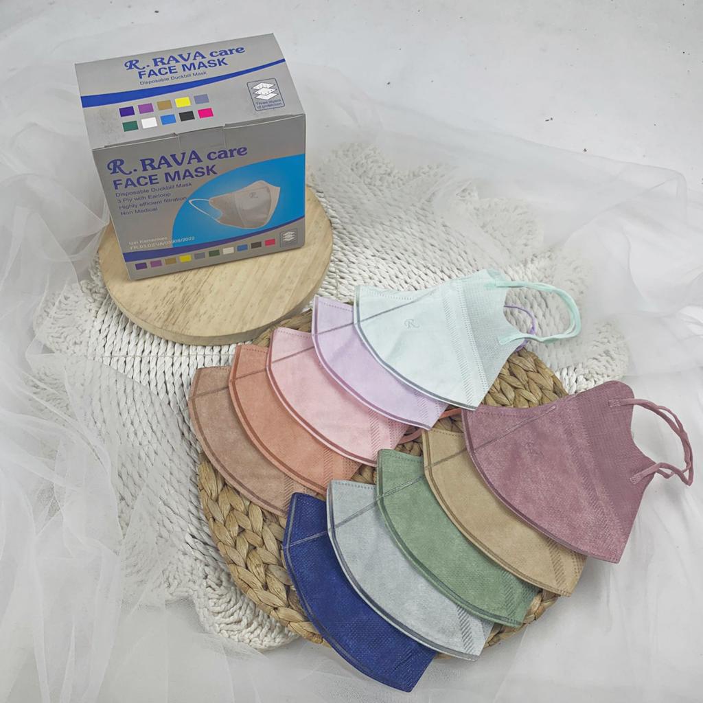 Duckbill Masker Mix Warna Y&amp;B Original Emboss 3ply Dewasa Earloop 50 Pcs Non Headloop