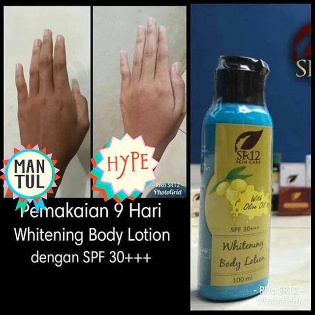 WHITENING BODY LOTION SR12 (handbody hand body lotion pelembap pelembab tubuh pemutih badan bpom)