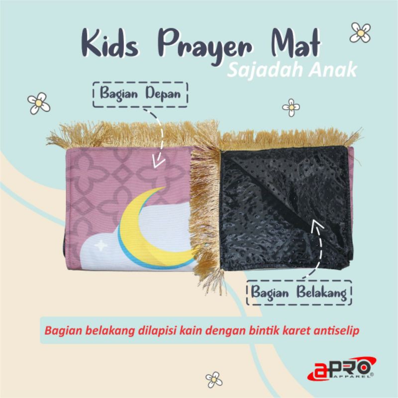 Sajadah Anak Premium Apro Empuk Elegan Motif Printing Sejadah Prayer Mat Anti Slip Cocok Untuk Kado-6