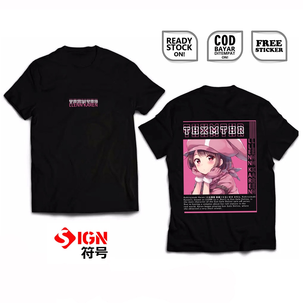 KAOS LLENN KAREN KOHIRUIMAKI SWORD ART ONLINE GUN GALE ANIME MANGA WAIFU KIRIGAYA KAZUTO YUUKI ASUNA ALICE ZUBERG KONNO YUUKI ASADA SHINO COSPLAY JAPAN CULTURE BAJU JEPANG OTAKU WIBU SIGN CLOTH