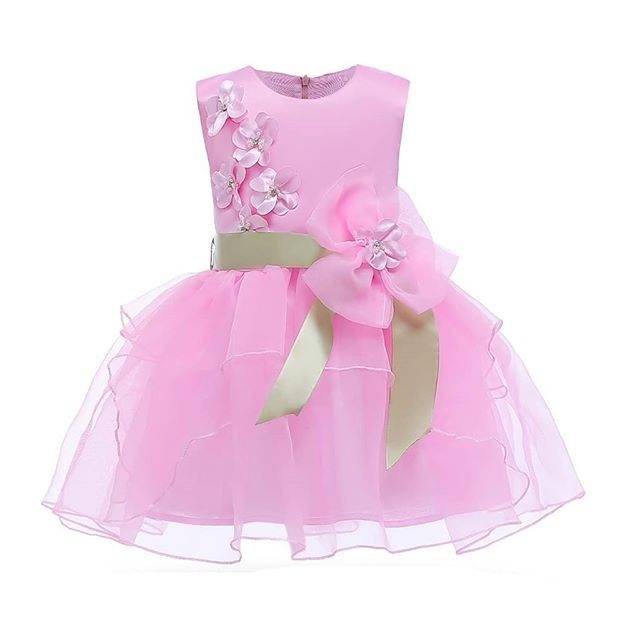 GA2597 FINELLA DRESS PESTA GAUN TUTU ANAK PEREMPUAN PINK PUTIH IMPORT MURAH BUNGA