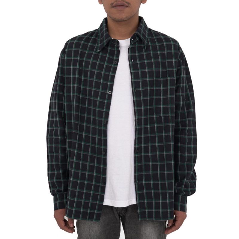 Suffinsant-Kemeja Flanel Pria-Flanel Oversize hijau botol