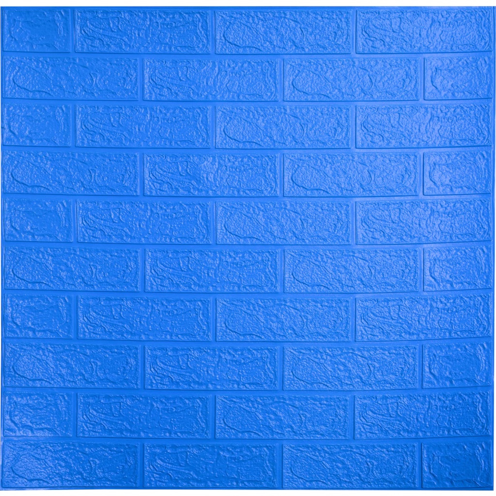 Wallpaper Foam/Wallfoam Stiker Dinding Kamar 3D Emboss High Quality Motif Bata Anak-Anak-Biru