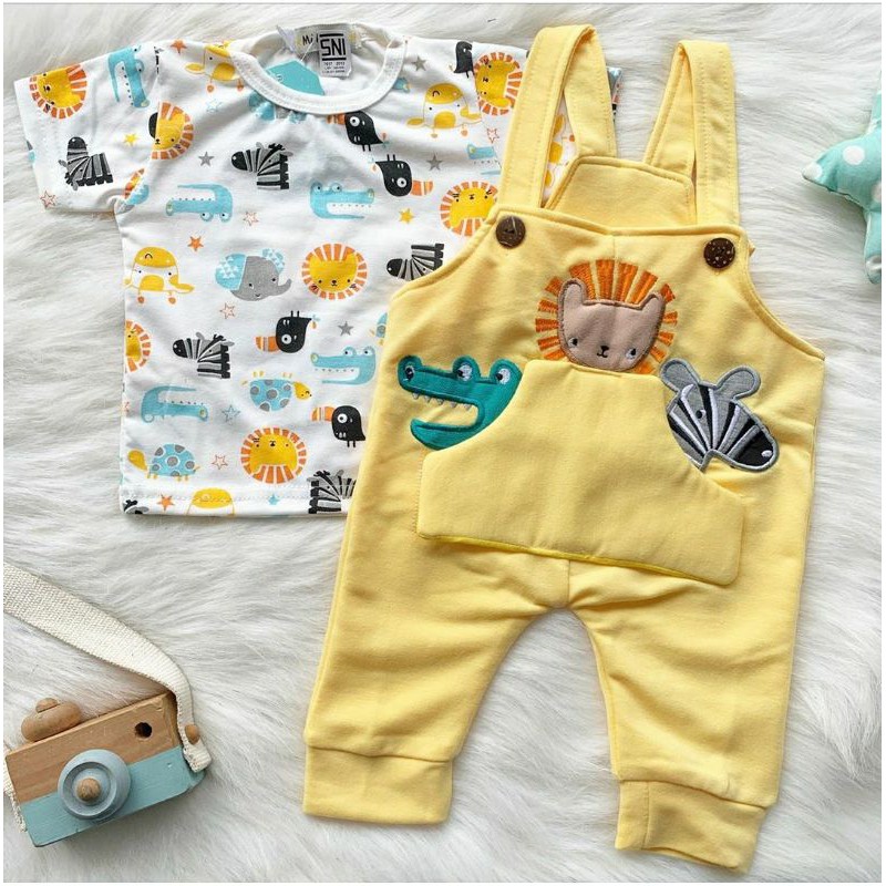 Baju setelan kaos overall gambar lucu fashion anak cowok Baju setelan kaos overall gambar lucu fashion anak cowok