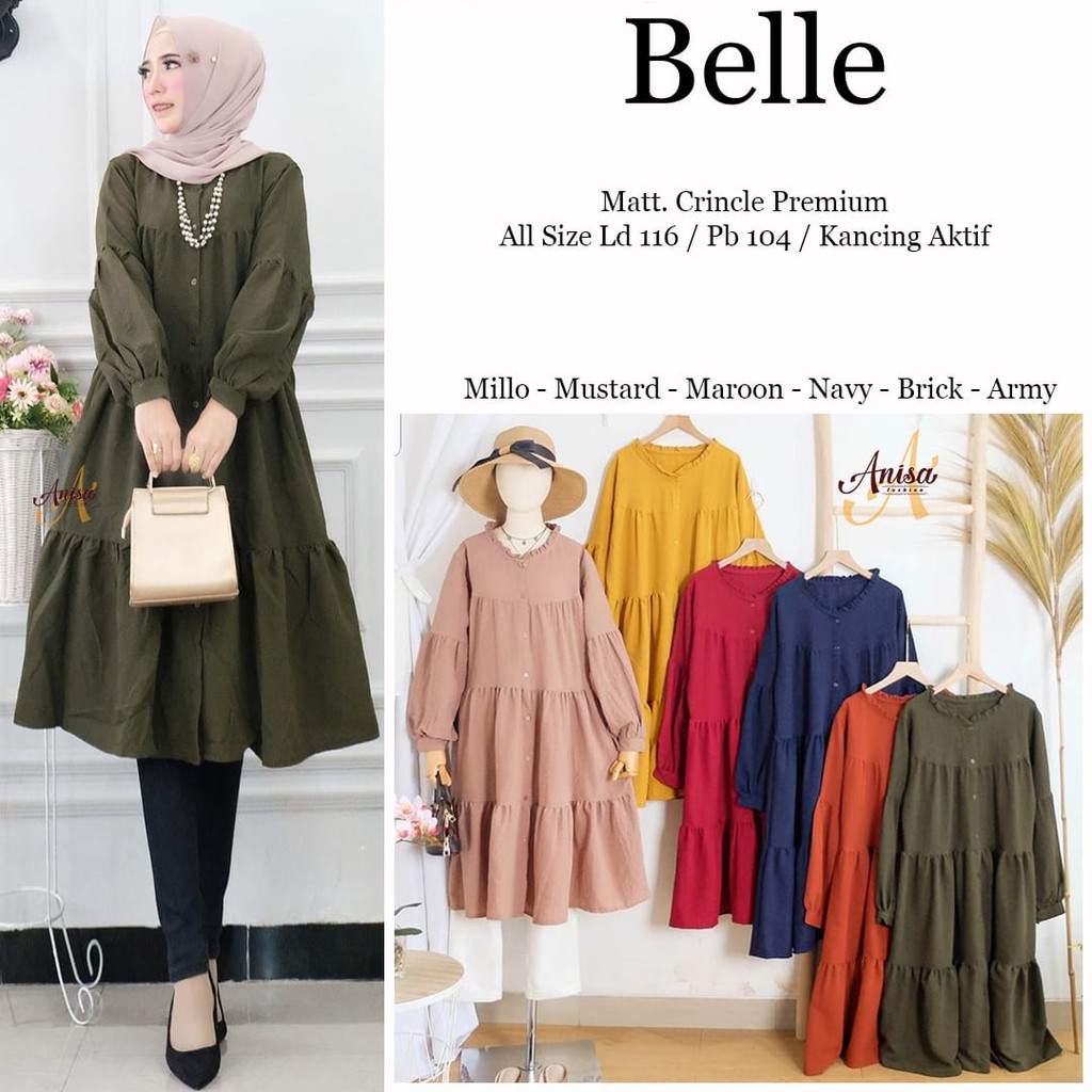 Belle Tunik Premium Katun Rayon Crinkle