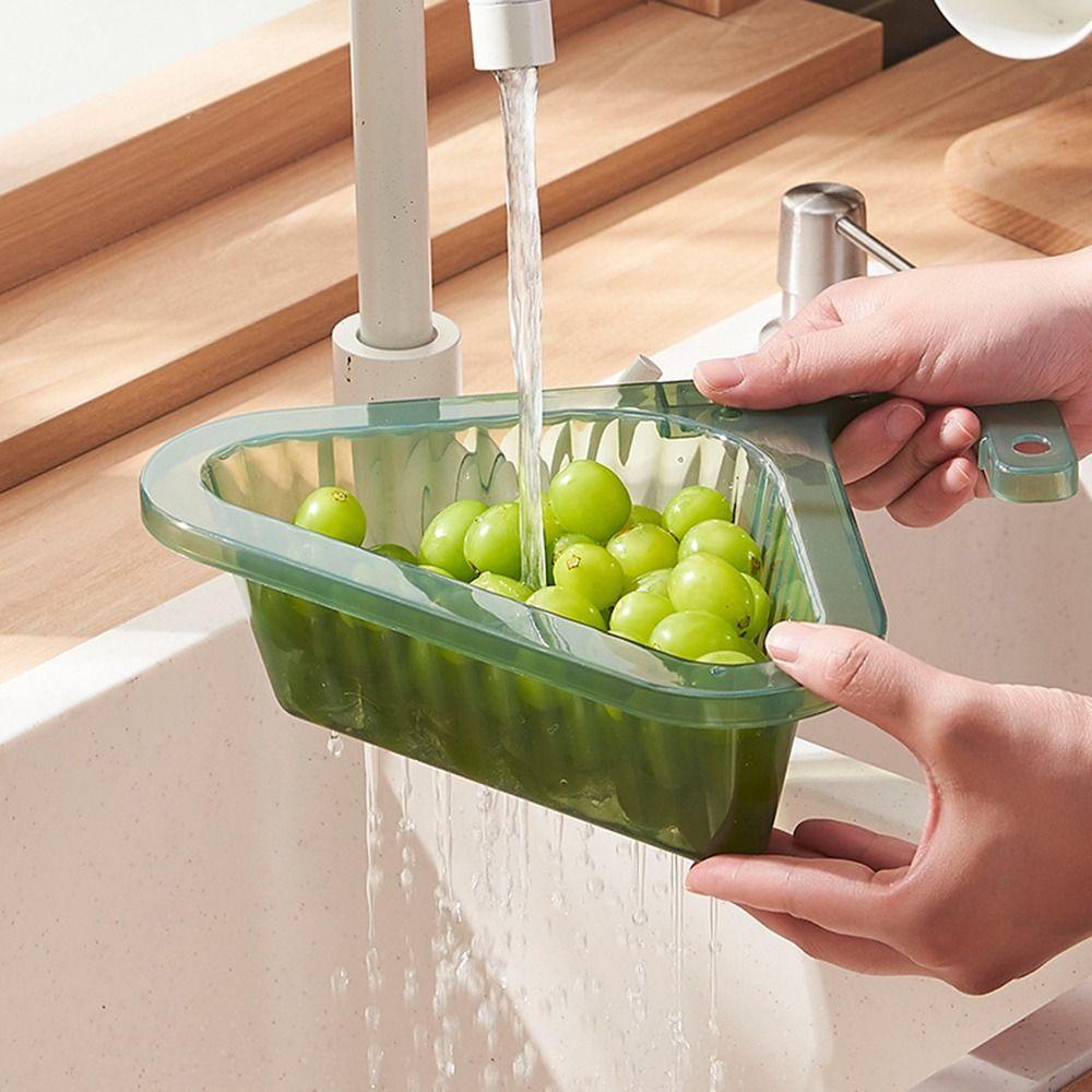 TOP Swan Drain Basket Plastik Alat Buah Sayur Rumah Tangga Sisa Saringan Wastafel Sink Filter Rak