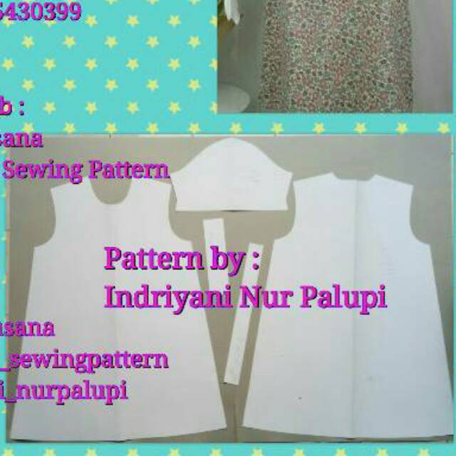 Pola Daster Aline Busui kancing dada 01 - Pola Baju Instan untuk produksi konveksi daster - home dress Sewing Pattern