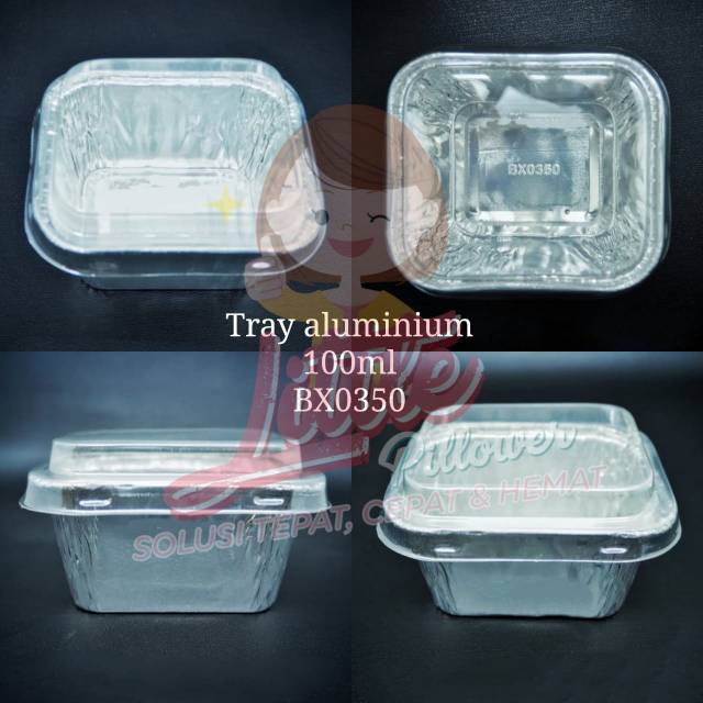 (BX350 + TUTUP) Wadah aluminium foil BX350+TUTUP - Tray kue panggang - Tray aluminium cup