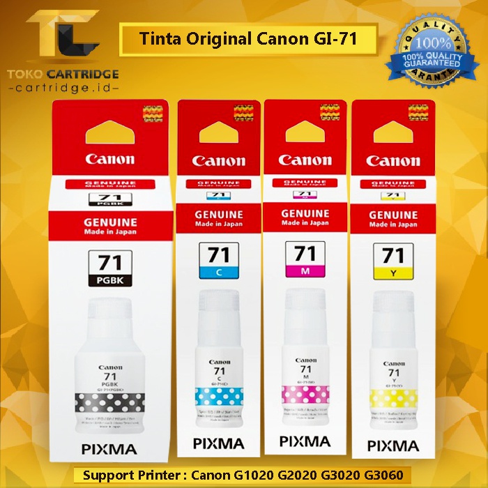 Tinta Canon Original GI-71 GI71 GI 71, Refill Ink Printer PIXMA G1020 G2020 G3020 G3060