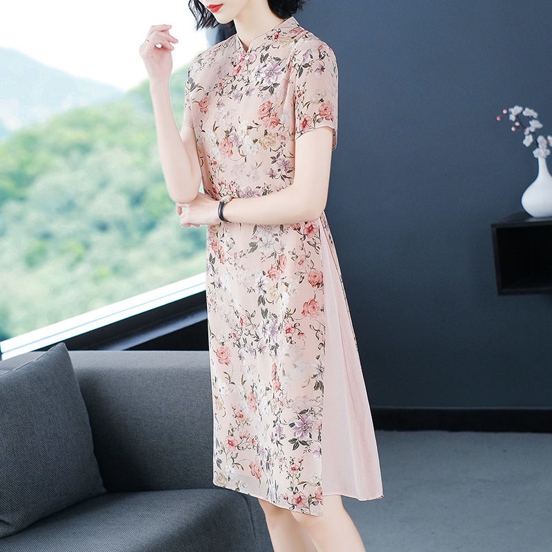 Chiffon dress children's dress 2021 spring and summer new retro improved young style cheongsam Chine