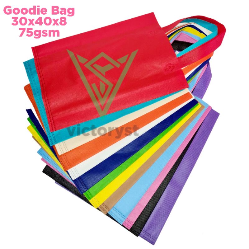 

[LUSIN] Tas spunbond tali 30x40x8 goodie bag tas belanja