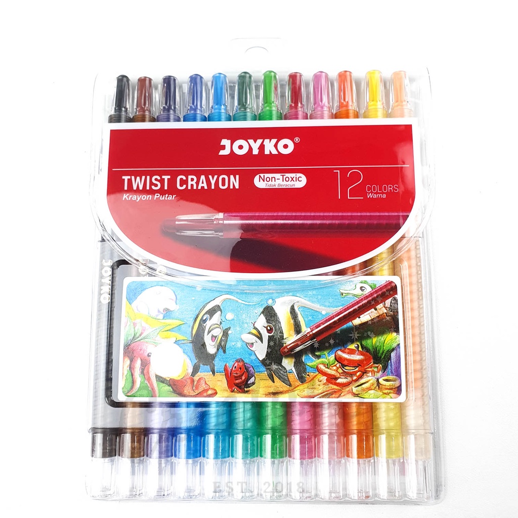 

JOYKO Twist Crayon 12 Crayon Putar Panjang 12 Warna Cp-12