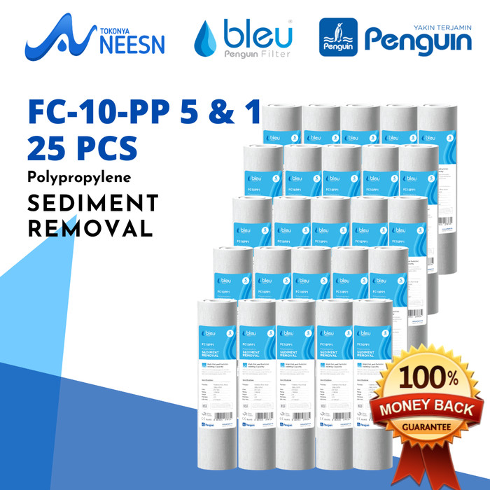 paket 25 Pcs Cartridge isi ulang/refil/refill/saringan air filter Bleu Penguin &amp; Euby 10 in PP