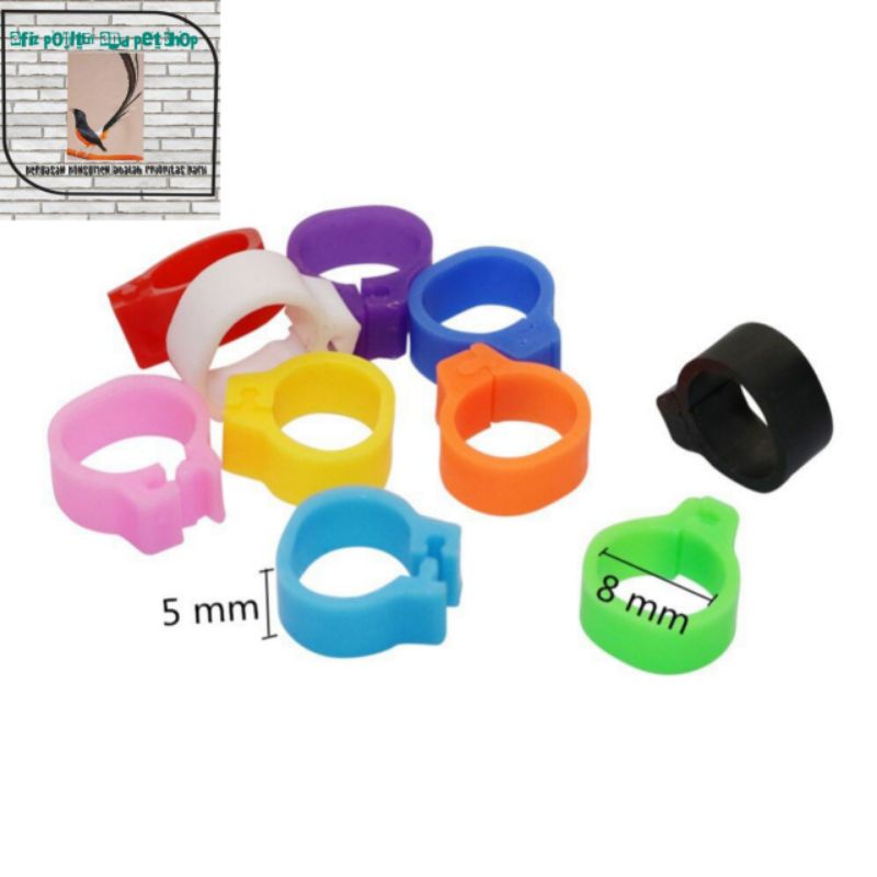 RING JEPIT PLASTIK POLOS 8 MM GELANG KAKI BURUNG MERPATI / BURUNG DARA