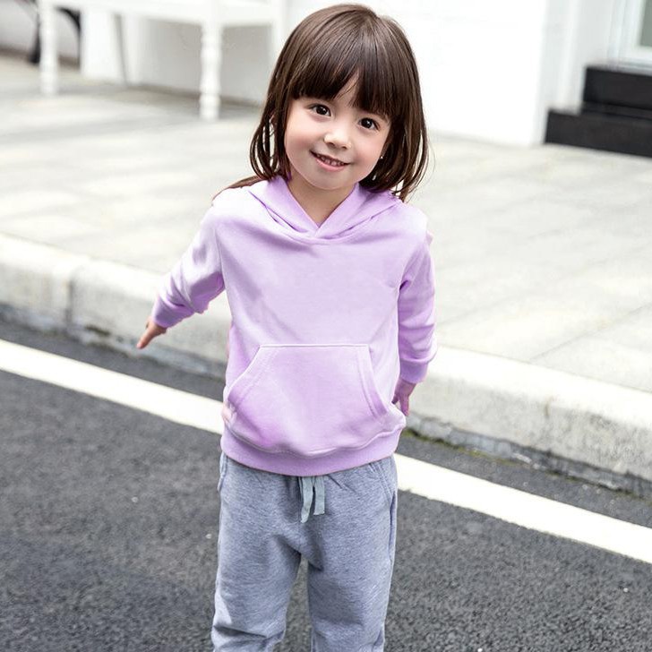 JAKET SWEATER HOODIE ANAK CEWEK COWOK POLOS LILAC ( BANYAK WARNA LAIN ) |
