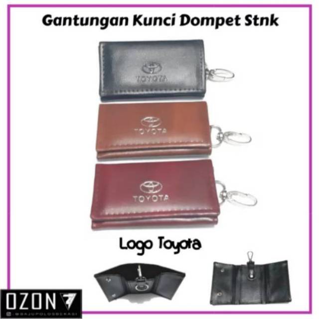 Gantungan kunci dompet stnk motor dan mobil Logo toyota hitam 1 slot dan 2 sisi