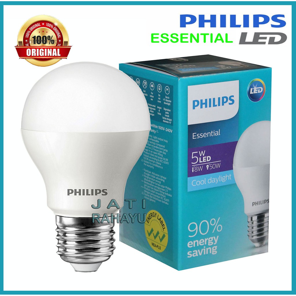 PHILIPS LAMPU LED ESSENTIAL 5W 5 WATT PUTIH COOL DAYLIGHT