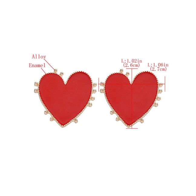 LRC Anting Tusuk Fashion Love Heart Shaped Earrings With Lace Alloy D92188