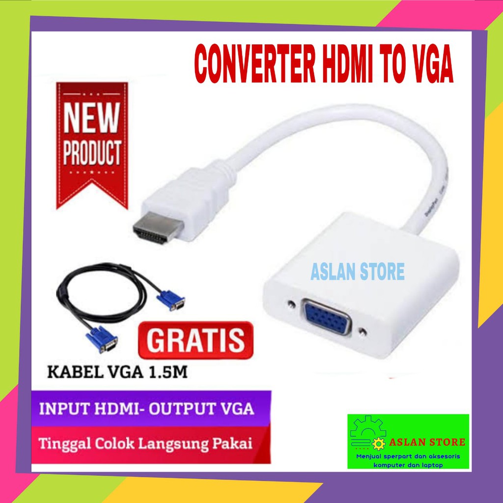 Converter Kabel HDMI to VGA  converter laptop hdmi to monitor vga