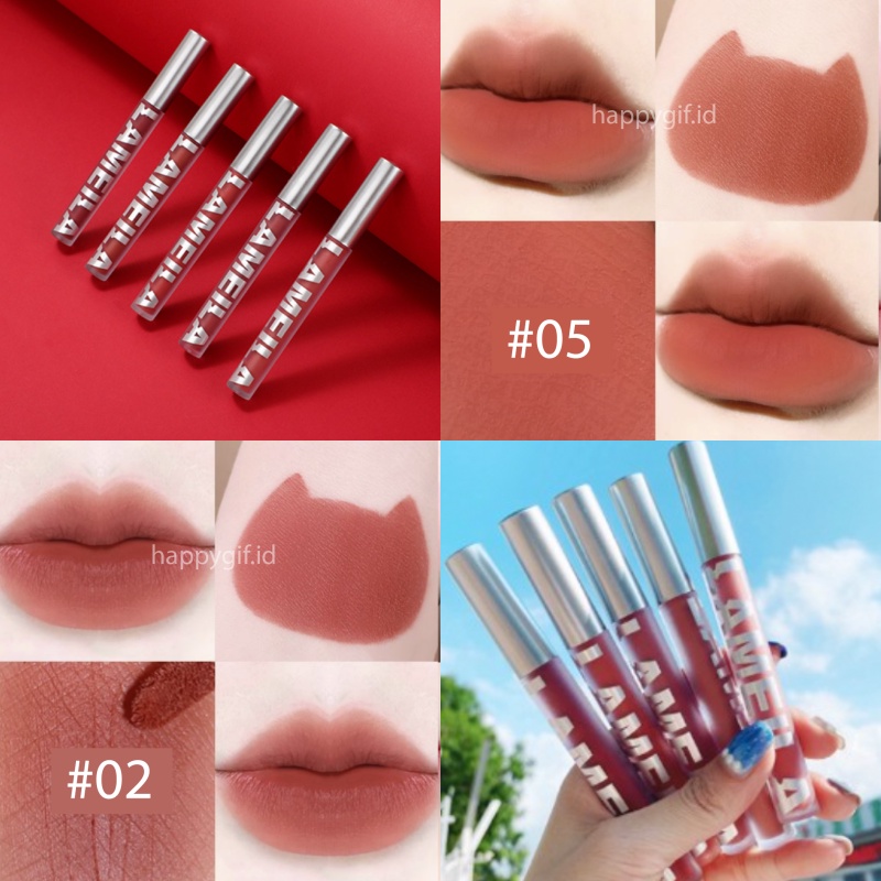 LAMEILA Matte Lipstick Liquid Korean Lipstik Lip Cream Lip Gloss Waterproof Lip Glaze Korean LA055 2028