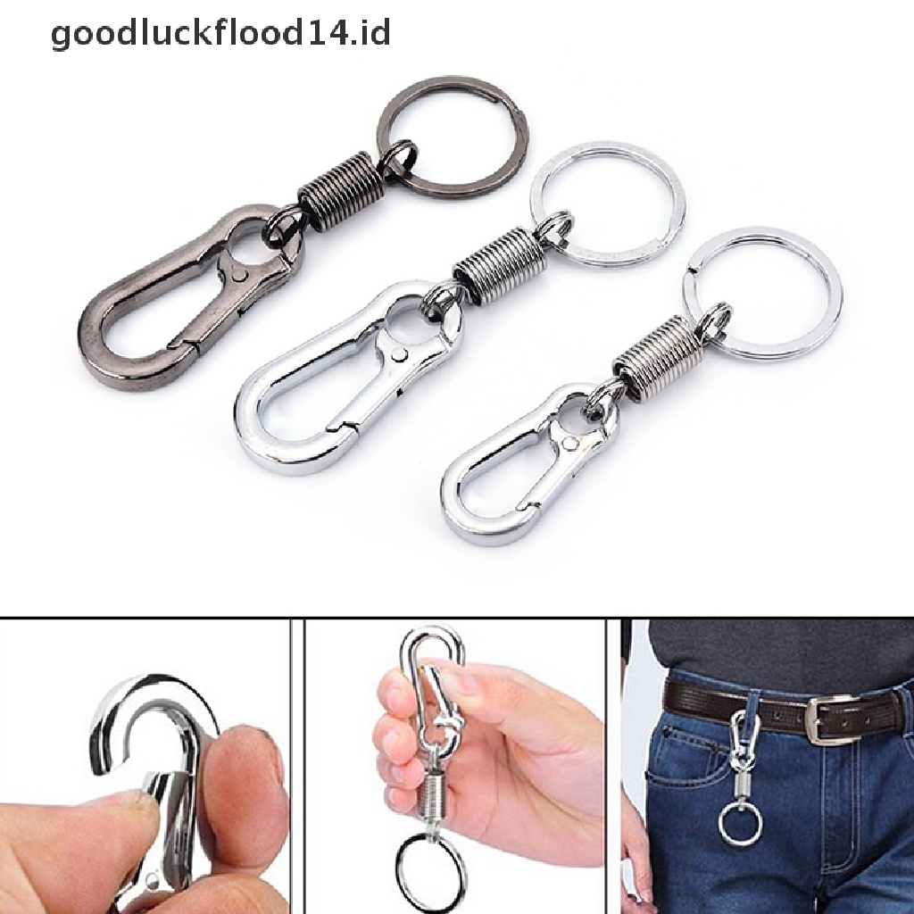 [OOID] 1pc Stainless steel Gourd Buckle carabiner keychain anti-lost buckle retractable ID