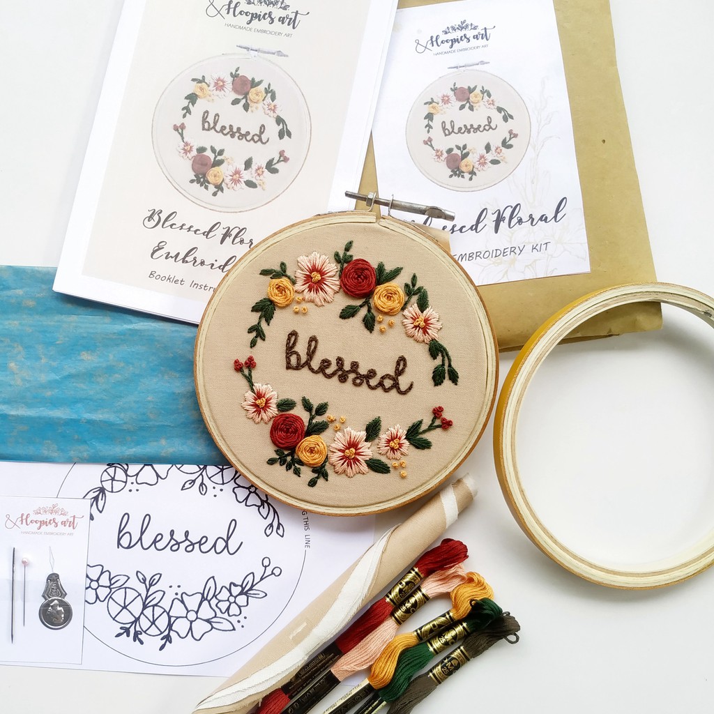 EMBROIDERY KIT "BLESSED FLORAL" (Beginner) / DIY KIT / sulam untuk pemula / sulam tangan