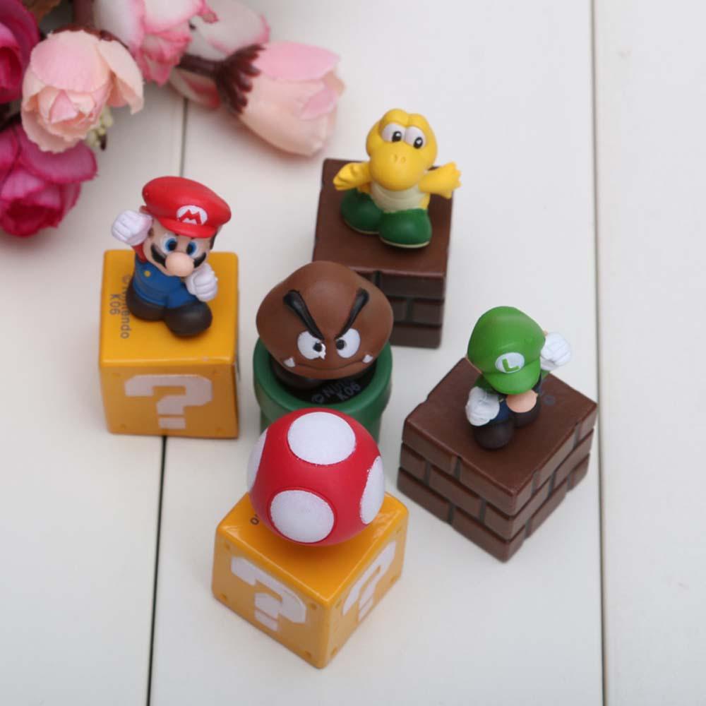 Quinton Action Figurine Lucu Kartun Jamur Dekorasi Desktop Mario Model Anime Bros Super Mario.