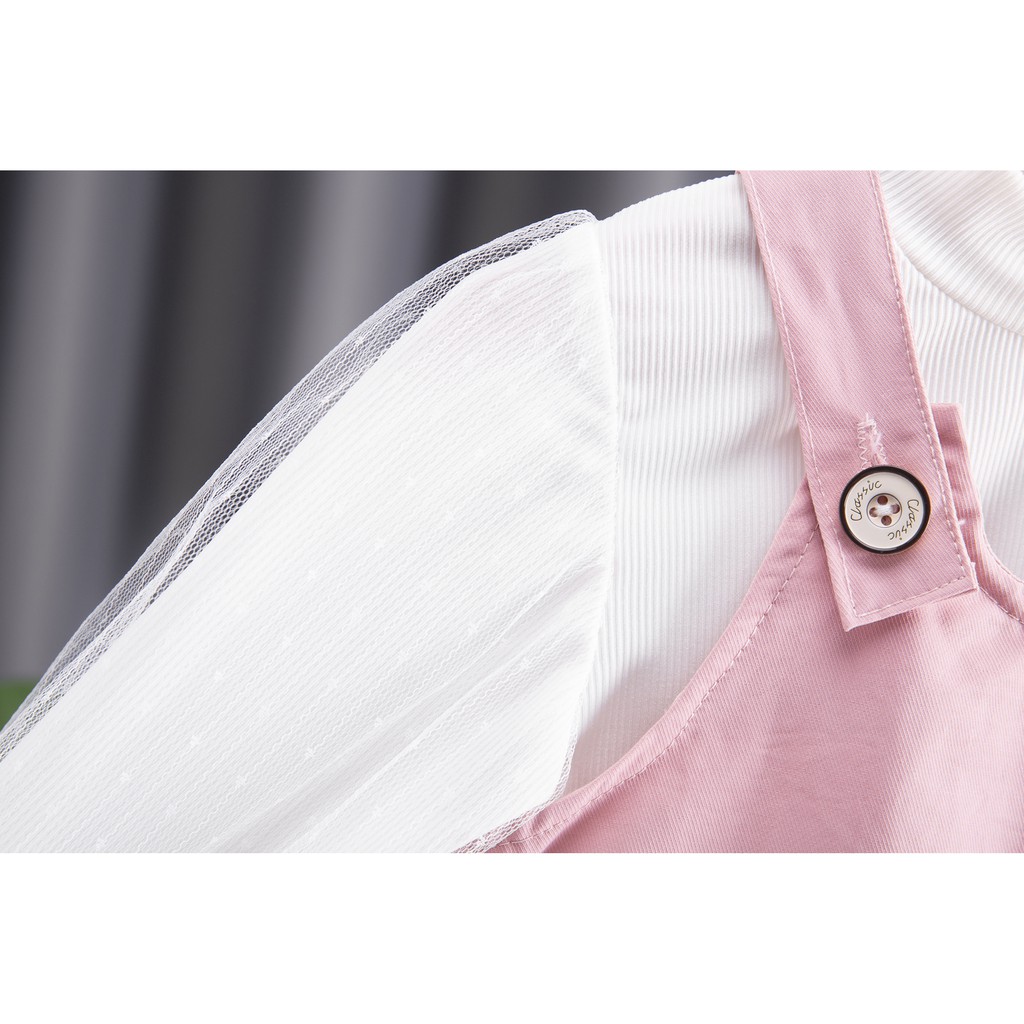 Dress Overall Anak Perempuan Kaos Panjang Renda Import Korea Style 2-6 Tahun Anak Cewek-6